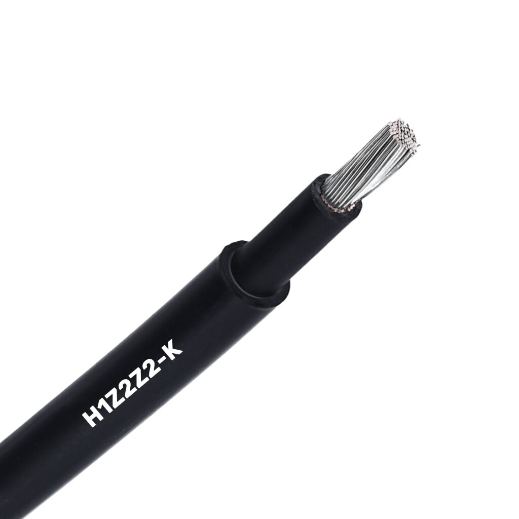 Actual H1Z2Z2-K solar DC cable with its stranded conductor visible